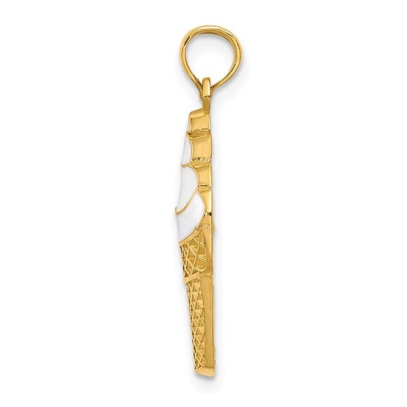 14k Yellow Gold and Enamel Vanilla Ice Cream Cone Pendant - Picture 2 of 6